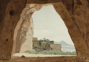 Adolf von Heydeck - Vesuvius and the Bay of Naples from a Cave, 1820