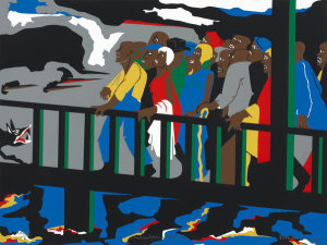 Jacob Lawrence - Confrontation on the Bridge, 1975