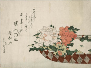 Katsushika Hokusai - Basket of Peonies, 1810 or 1814