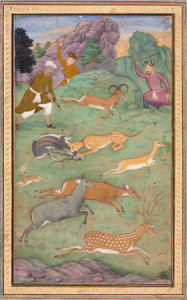 Govardhan - Antelope and Deer Hunt, c. 1607-1608