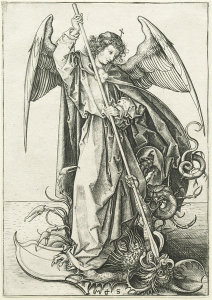 Martin Schongauer - The Archangel Michael Defeating the Demon, c. 1475