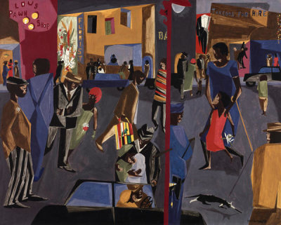 Jacob Lawrence - Fulton and Nostrand, 1958