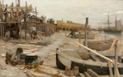 Jean-Charles Cazin - The Boatyard, c. 1875