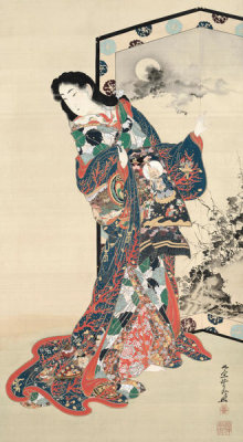 Kawanabe Kyosai - Beauty before a Screen, 1800s