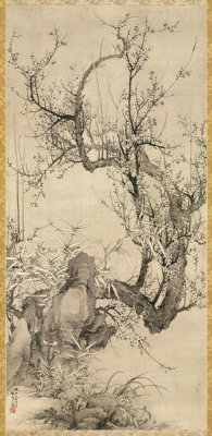 Yamamoto Baiitsu - Plums, Bamboo and Orchid, 1834