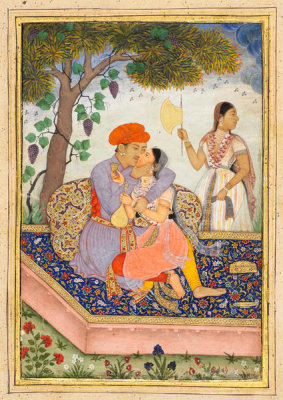 Mughal, 17th century - Lovers Embracing, c. 1630-1650