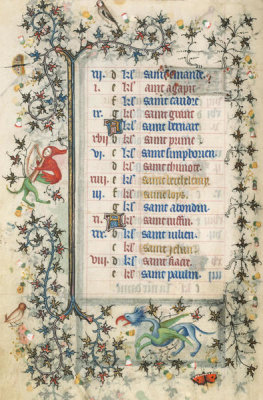 Master of the Brussels Initials - Calendar page, August, from the Hours of Charles the Noble, c. 1405
