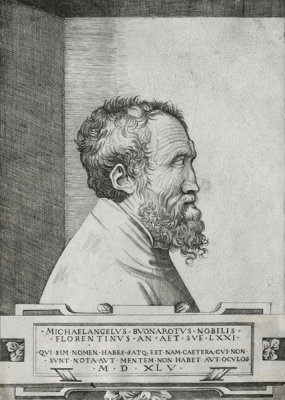 Giulio Bonasone - Portrait of Michelangelo in profile facing right, 16th century
