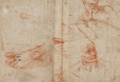 Michelangelo Buonarroti - Figure Studies for the Sistine Ceiling (verso), 16th century