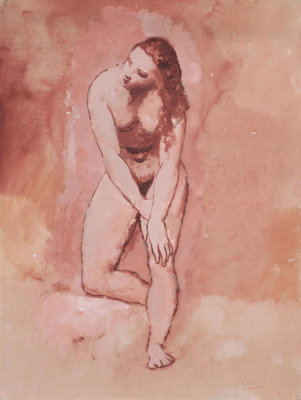 Pablo Picasso - Nude, Study for The Harem (Woman Washing Herself), 1906