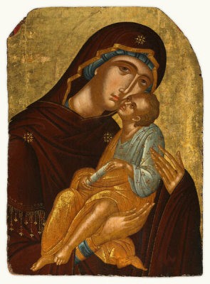 Angelos Akotantos - Icon of the Mother of God and Infant Christ (Virgin Eleousa), c. 1425–50